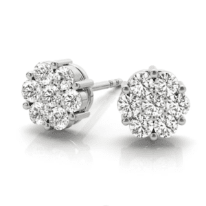Seven-Stone Diamond Cluster Earrings